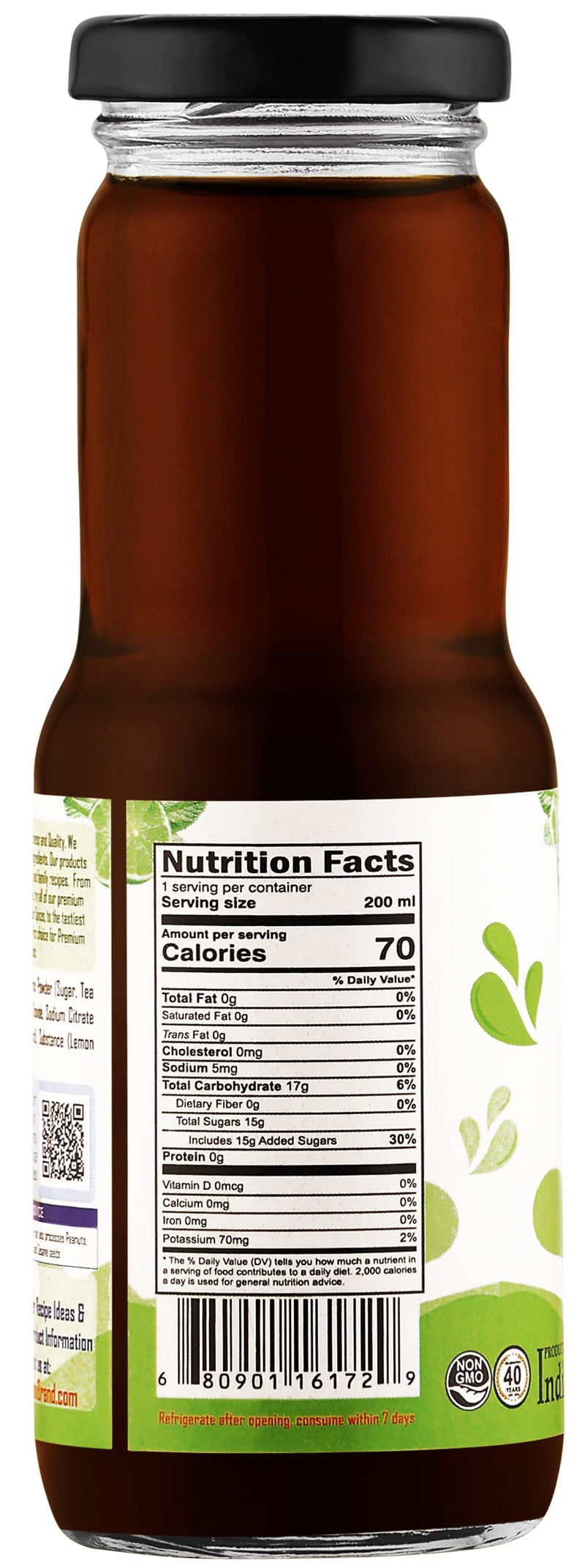 Rani Lemon Mint Tea 6.7 fl oz (200 ml) Glass Bottle, Pack of 2 ~ Indian Fruit Beverage | Vegan | Gluten Free | NON-GMO | Indian Origin