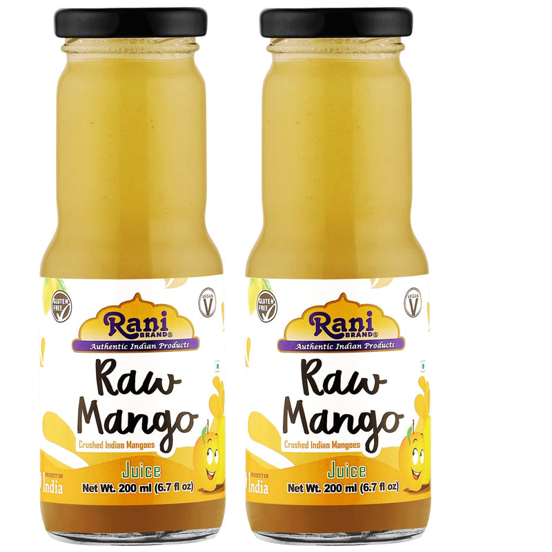 Rani Raw Mango 6.7 fl oz (200 ml) Glass Bottle, Pack of 2 ~ Indian Fruit Beverage | Vegan | Gluten Free | NON-GMO | Indian Origin
