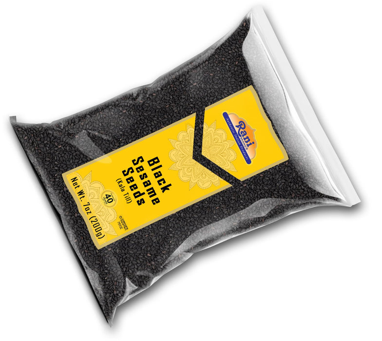 Rani Sesame Seeds Whole Black, Raw (Kala Till) 7oz (200g) ~ All Natural | Gluten Friendly | NON-GMO | Kosher | Vegan | Indian Origin