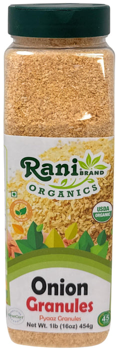 Rani Organic Granulated Onion (Pyaaz Granules) 16oz (1lb) 454g PET Jar ~ All Natural | Gluten Friendly | Vegan | NON-GMO | Kosher | No Salt or fillers | Indian Origin | USDA Certified Organic
