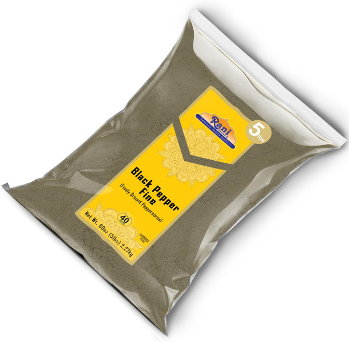 Rani Black Pepper Fine Powder 80 Mesh, 80oz (5lbs) 2.27kg Bulk ~ Gluten Friendly | Non-GMO | Kosher | All Natural