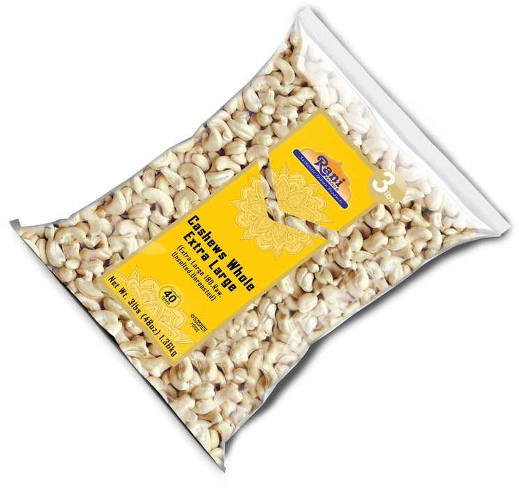 Rani Raw Cashews Whole W180 Extra Large (uncooked, unsalted) 48oz (3lbs) 1.36kg Bulk ~ All Natural, No Preservatives | Vegan | Kosher | NON-GMO | Gluten Friendly