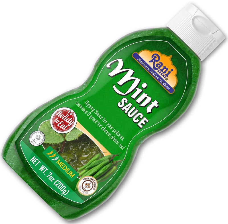 Rani Mint Sauce (Savory Dipping Sauce) 7oz (200g) Glass Jar, Ready to eat, Vegan ~ Gluten Free | NON-GMO | Kosher | Indian Origin