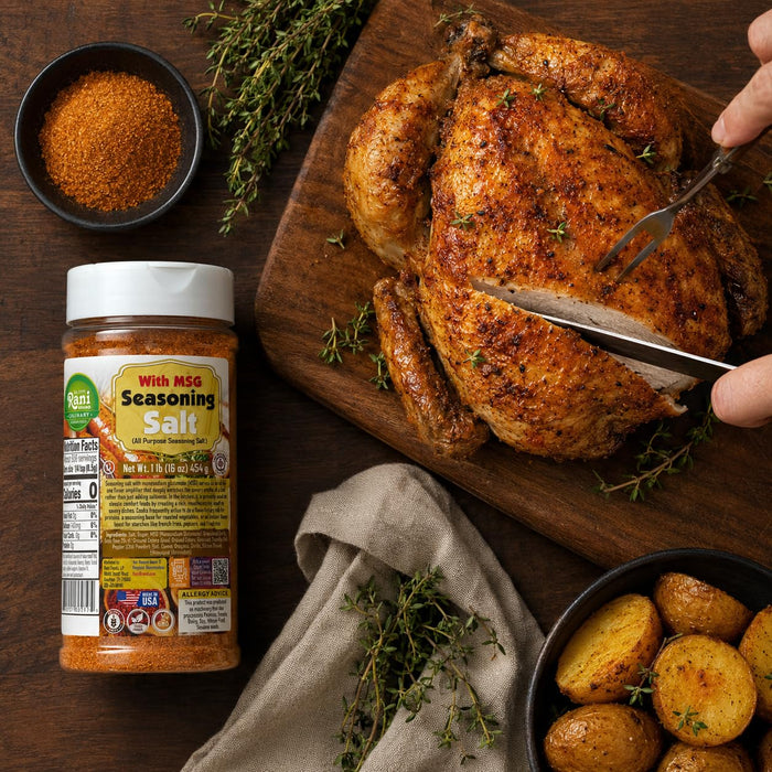 Rani Seasoning Salt with MSG (All Purpose Seasoning Salt) 16oz (1lb) 454g PET Jar ~ Gluten Free | NON-GMO | Kosher | Vegan | Sodium Free | Product of USA