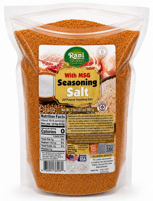 Rani Seasoning Salt with MSG (All Purpose Seasoning Salt) 32oz (2lbs) 908g ~ Gluten Free | NON-GMO | Kosher | Vegan | Sodium Free | Product of USA