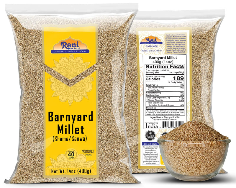 Rani Barnyard Millet (Echinochloa Esculenta Frumantacea) Whole Ancient Grain Seeds 14oz (400g) ~ All Natural | Gluten Friendly | NON-GMO | Kosher | Vegan | Indian Origin | Shama/Sanwa
