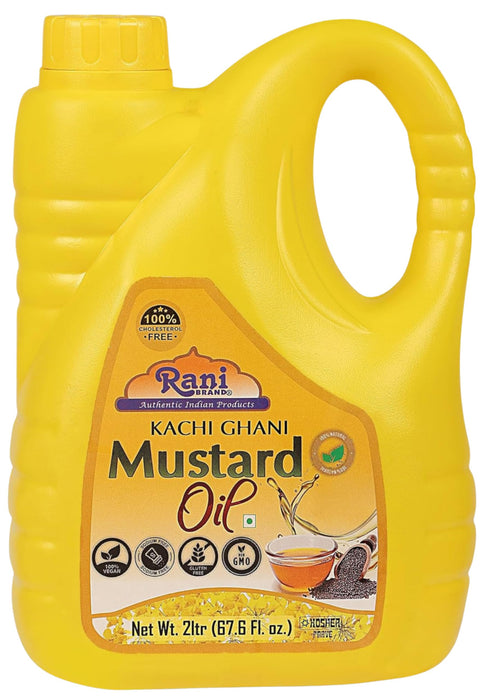 Rani Mustard Oil (Kachi Ghani) 67.6 Ounce (2 Liter) NON-GMO | Gluten Free | Kosher | Vegan | 100% Natural
