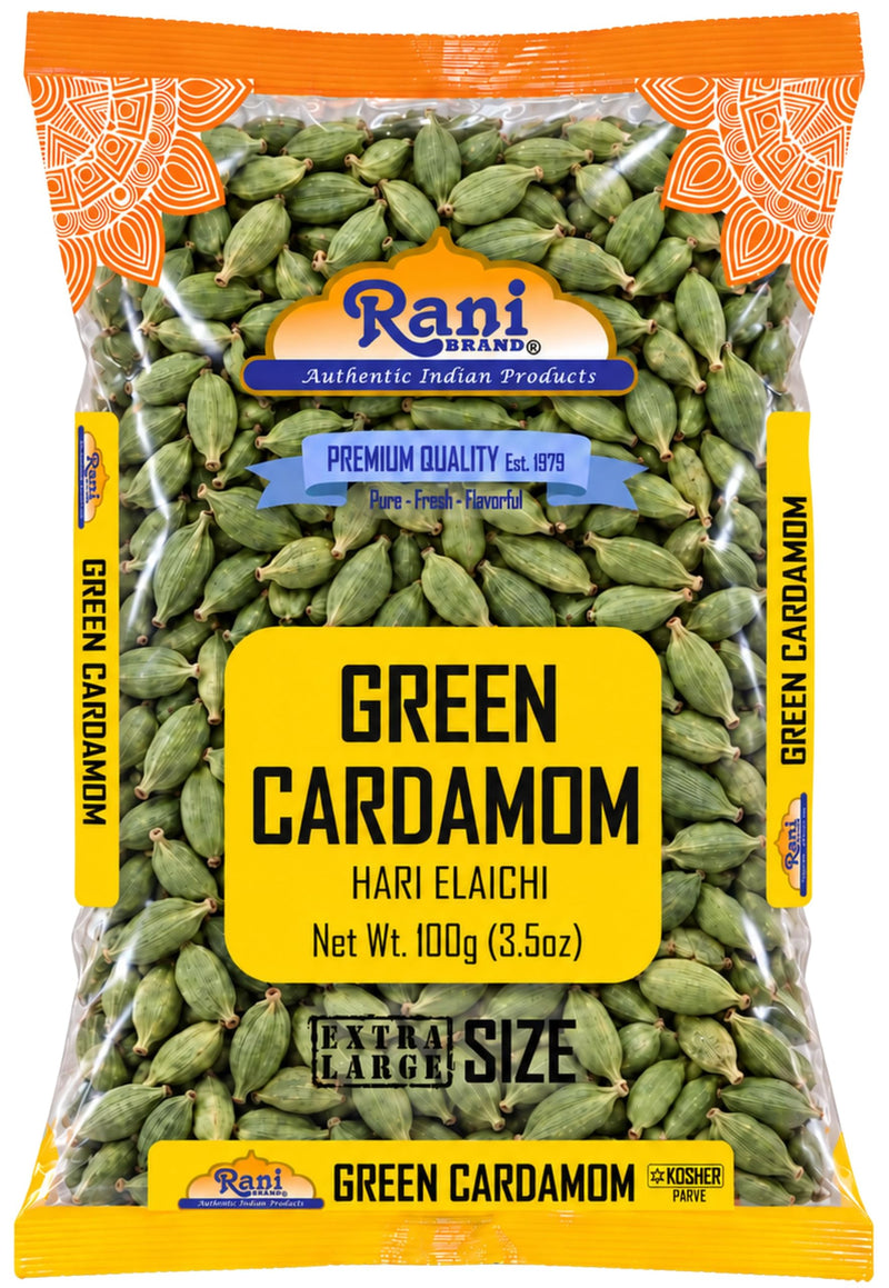 Rani Green Cardamom Pods Spice (Hari Elachi) 3.5oz (100g) ~ All Natural | Vegan | Gluten Friendly | NON-GMO | Kosher | Product of India
