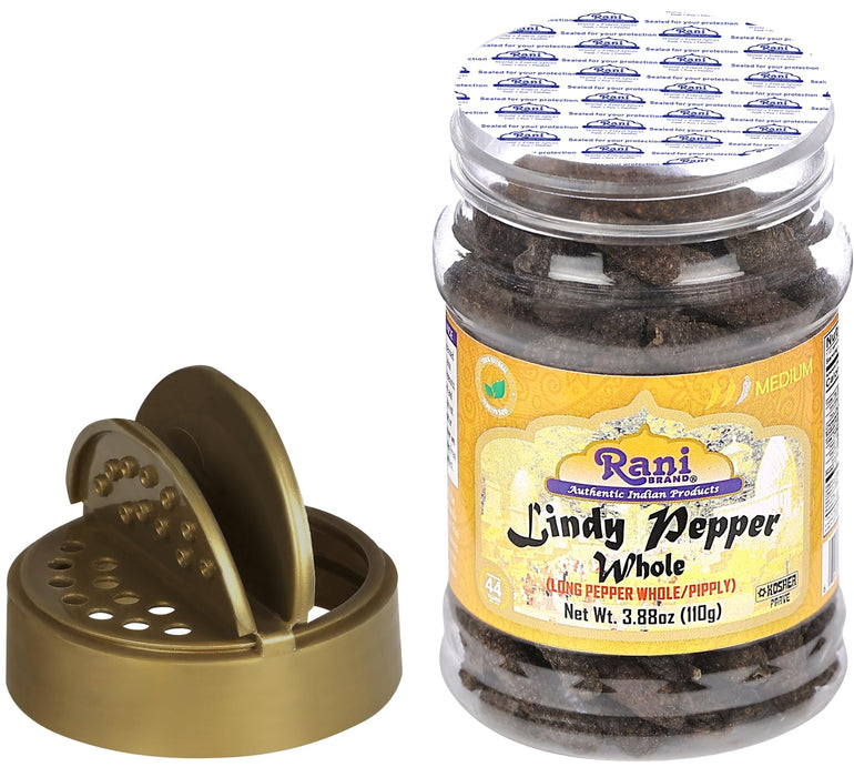 Rani Lindy Pepper Whole (Long Pepper, Piper Longum, Pipli) 3.88oz (110g) PET Jar ~ All Natural | Gluten Friendly | NON-GMO | Kosher | Vegan | Indian Origin