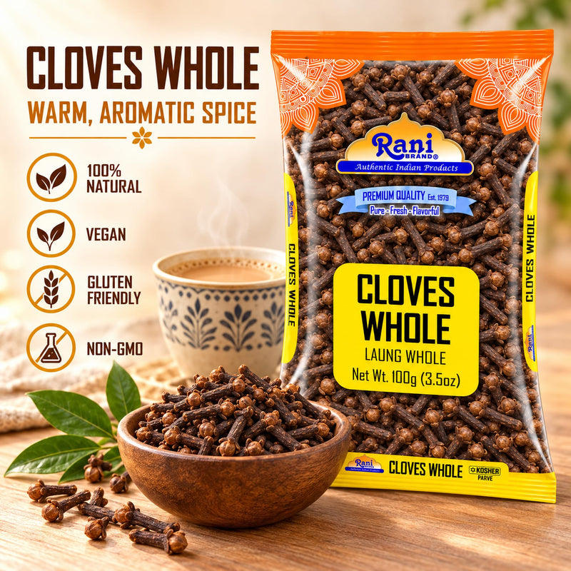 Rani Cloves Whole (Laung) 3.5oz (100g) Great for Food, Tea, Pomander Balls and Potpourri, Hand Selected, Spice ~ All Natural | NON-GMO | Kosher | Vegan