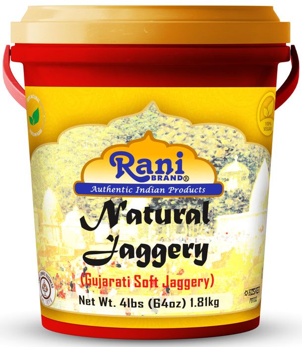 Rani Natural Jaggery (Gujarati Soft Jaggery) 64oz (4lbs) 1.81kg Bulk Bucket ~ Gluten Friendly | Vegan | NON-GMO | Kosher | No Salt or fillers | Indian Product