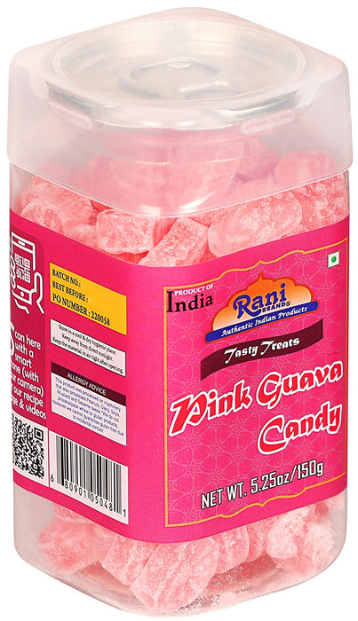 Rani Pink Guava Candy 5.25oz (150g) Vacuum Sealed, Easy Open Top, Resealable Container ~ Indian Tasty Treats | Vegan | Gluten Friendly | NON-GMO | Indian Origin