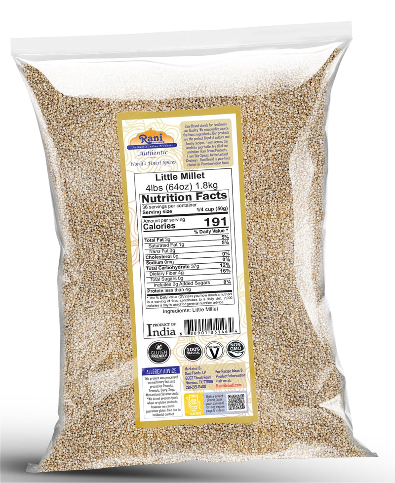 Rani Little Millet (Panicum Sumatrense) Whole Ancient Grain Seeds, 64oz (4lbs) 1.81kg~All Natural | Gluten Friendly | NON-GMO | Kosher | Vegan | Indian Origin