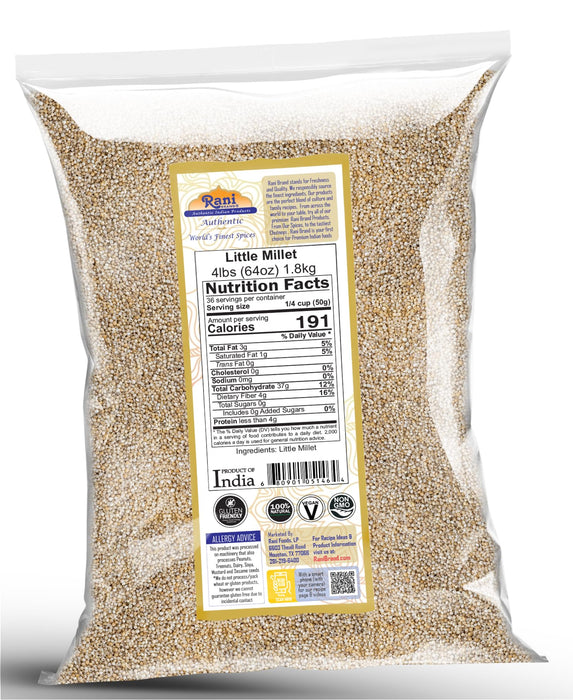 Rani Little Millet (Panicum Sumatrense) Whole Ancient Grain Seeds, 64oz (4lbs) 1.81kg~All Natural | Gluten Friendly | NON-GMO | Kosher | Vegan | Indian Origin