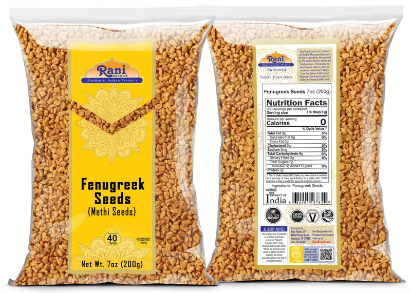 Rani Fenugreek (Methi) Seeds Whole 7oz (200g) Trigonella foenum graecum ~ All Natural | Vegan | Gluten Friendly | Non-GMO | Kosher | Indian Origin