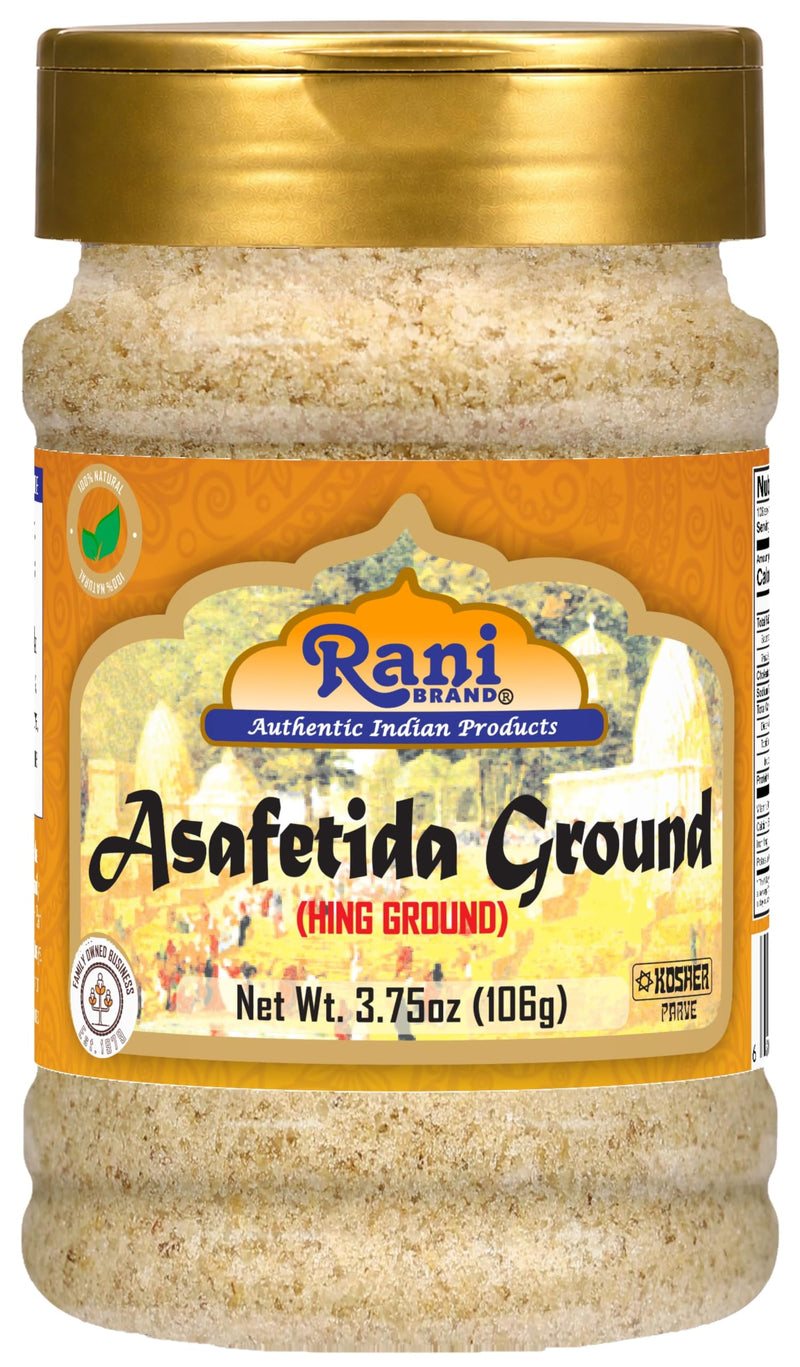Rani Asafetida (Hing) Ground 3.75oz (106g) PET Jar ~ Natural | Salt Free | Vegan | NON-GMO | Kosher | Best for Onion Garlic Substitute