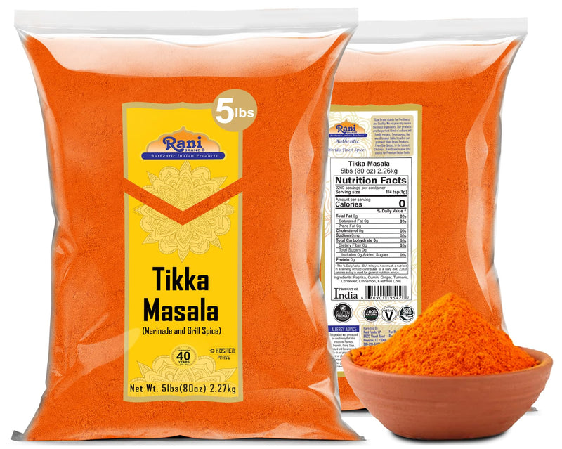 Rani Tikka Masala Indian 7-Spice Blend 80oz (5lbs) 2.27kg Bulk ~ All Natural | Salt-Free | Vegan | No Colors | Gluten Friendly | NON-GMO | Kosher