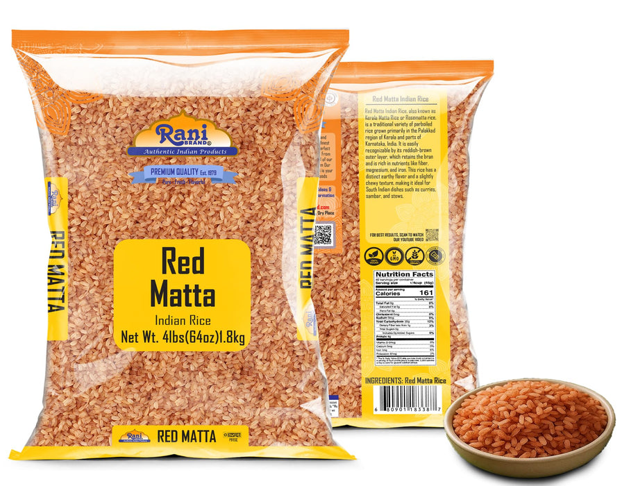 Rani Red Matta Indian Rice 64oz (4lbs) 1.81kg Cloth Bag ~ All Natural | Gluten Friendly | Vegan | Kosher | Export Quality | Indian Origin