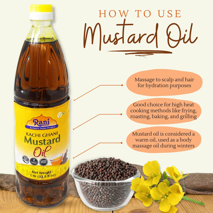 Rani Mustard Oil (Kachi Ghani) 6.76 Ounce (200ml) NON-GMO | Gluten Free | Kosher | Vegan | 100% Natural