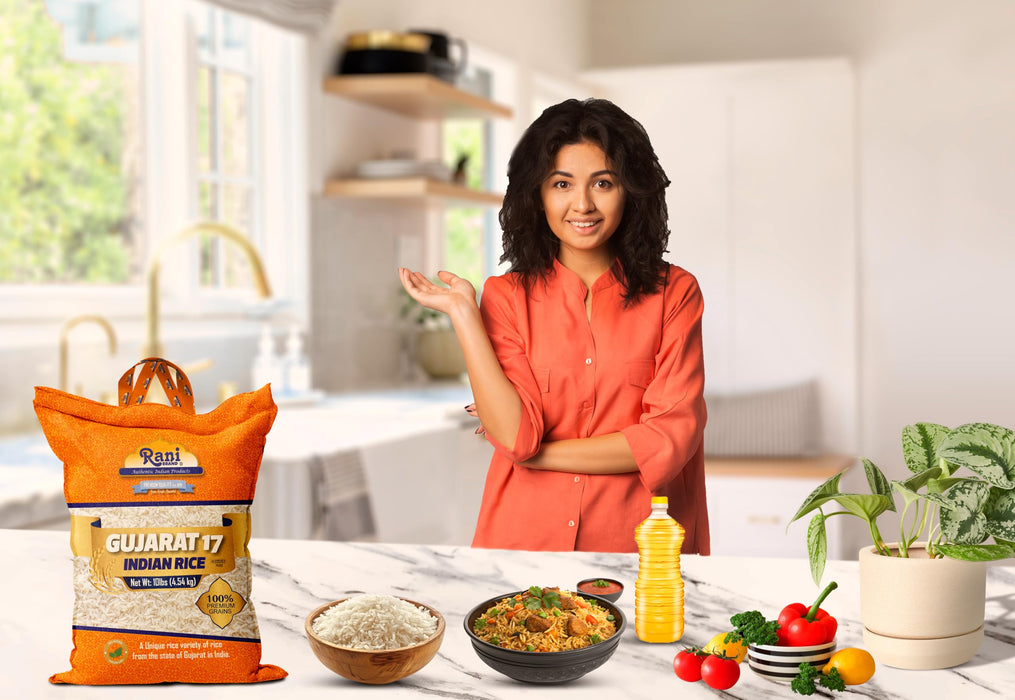 Rani Gujarat 17 Indian Rice 160oz (10lbs) 4.54kg Cloth Bag ~ All Natural | Gluten Friendly | Vegan | Kosher | Export Quality | Indian Origin