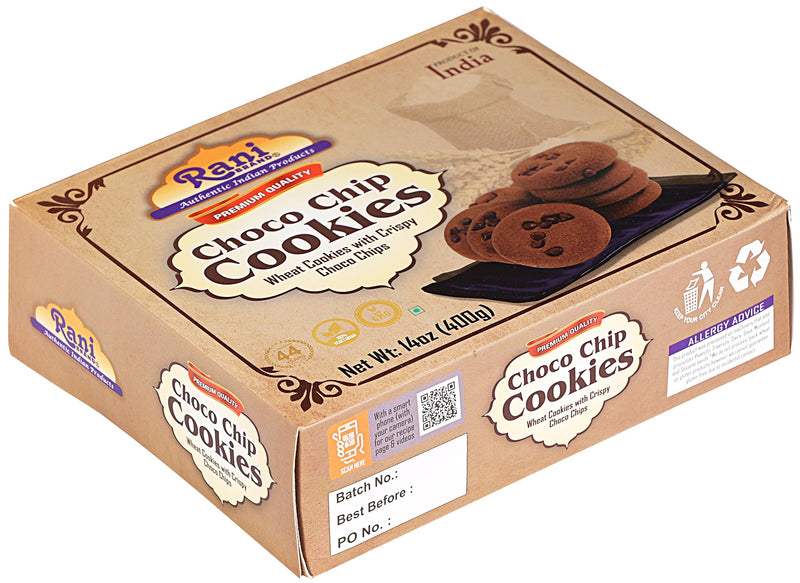 Rani Choco Chip Cookies (Wheat Cookies with Crispy Choco Chips) 14oz (400g) Premium Quality Indian Cookies ~ All Natural | Vegan | Non-GMO | Indian Origin