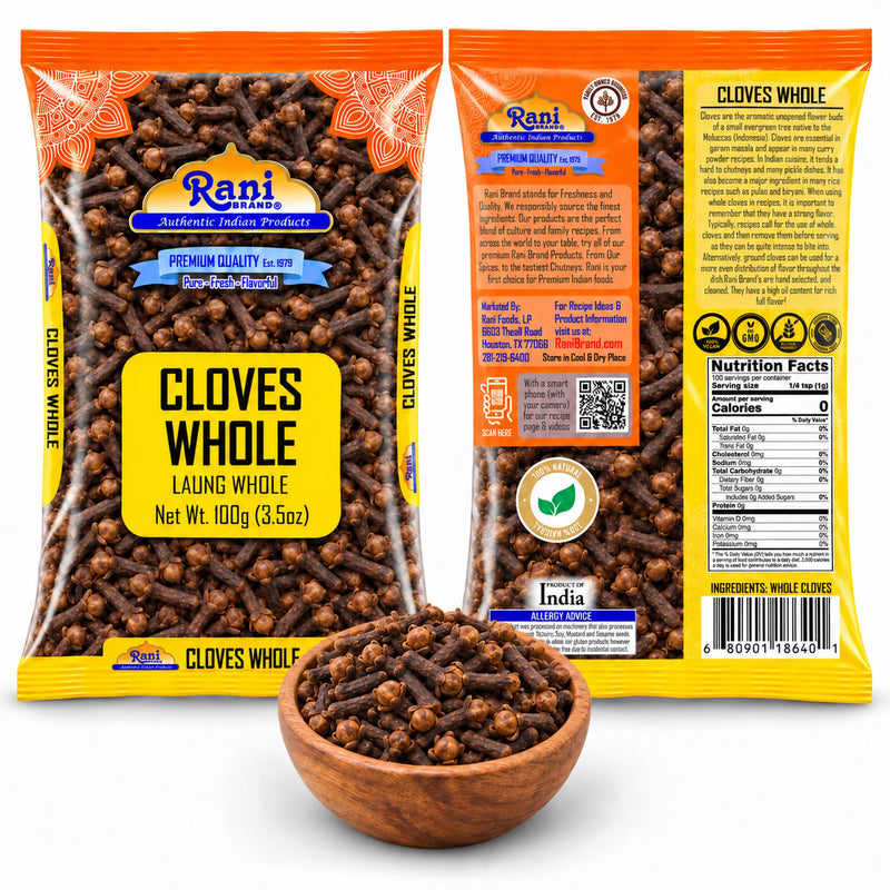 Rani Cloves Whole (Laung) 3.5oz (100g) Great for Food, Tea, Pomander Balls and Potpourri, Hand Selected, Spice ~ All Natural | NON-GMO | Kosher | Vegan