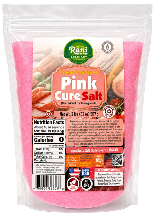 Rani Pink Cure Salt (Special Salt for Curing Meats) 32oz (2lbs) 908g ~ Gluten Free | NON-GMO | Kosher | Vegan | Product of USA