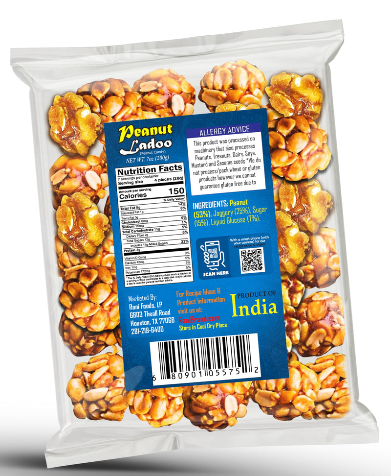 Rani Peanut Ladoo (Round Peanut Brittle Candy) 7oz (200g) x Pack of 10 ~ All Natural | Vegan | Kosher | No Colors | Gluten Friendly | Indian Origin