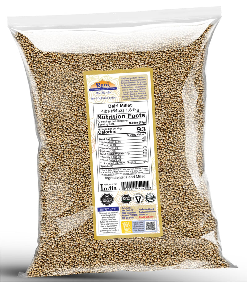 Rani Bajri Millet (Pearl Millet) 64oz (4lbs) 1.81kg Bulk ~ All Natural | Vegan | Gluten Friendly | NON-GMO | Kosher | Indian Origin