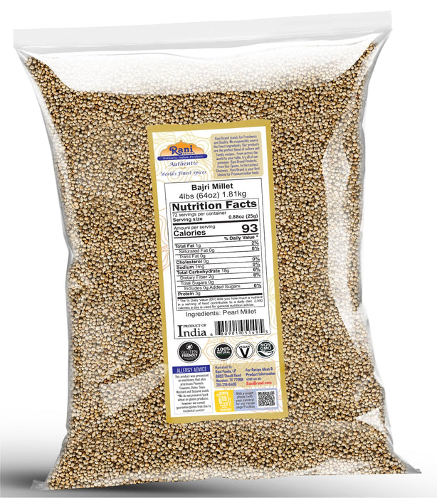 Rani Bajri Millet (Pearl Millet) 64oz (4lbs) 1.81kg Bulk ~ All Natural | Vegan | Gluten Friendly | NON-GMO | Kosher | Indian Origin