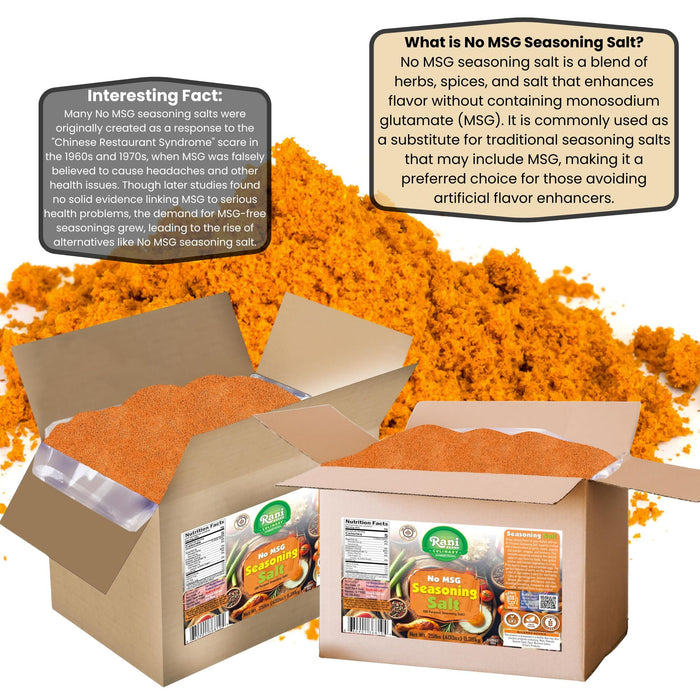 Rani No MSG Seasoning Salt (All Purpose Seasonign Salt) 400oz (25lbs) 11.36kg Bulk Box ~ All Natural | Gluten Friendly | NON-GMO | Kosher | Vegan | Product of USA
