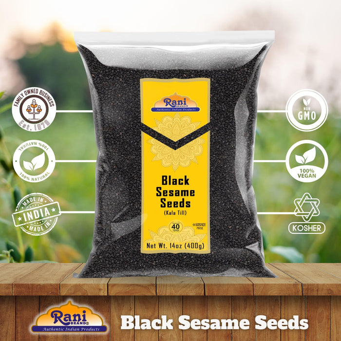 Rani Sesame Seeds Whole Black, Raw (Kala Till) 14oz (400g) ~ All Natural | Gluten Friendly | NON-GMO | Kosher | Vegan | Indian Origin