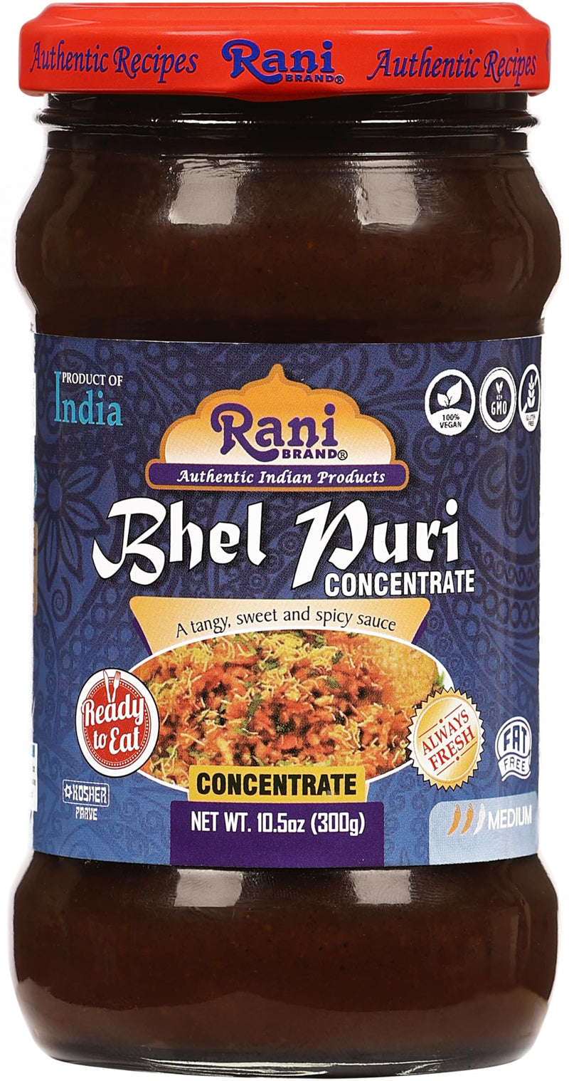Rani Bhel Puri Concentrate (Sweet & Spicy Sauce) 10.5oz (300g) Glass Jar, Ready to Eat, Pack of 5+1 FREE ~ Vegan | Gluten Free | NON-GMO | Kosher | No Colors