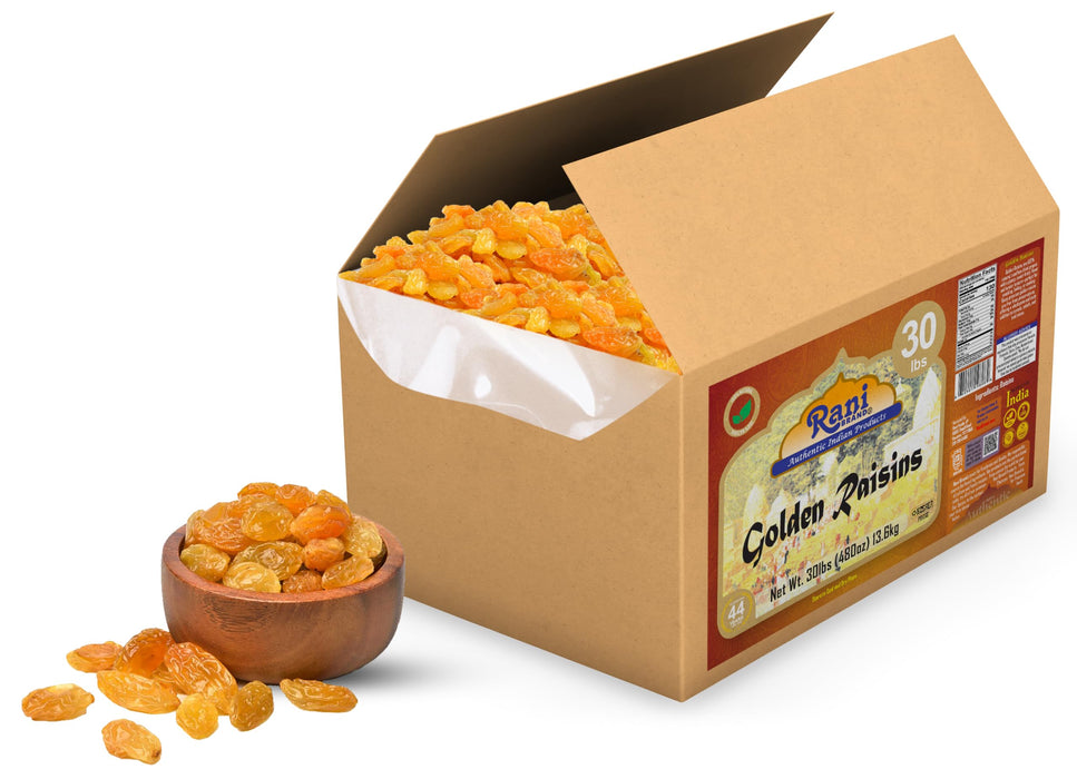 Rani Golden Raisins 480oz (30lbs) 13.6kg Bulk Box ~ All Natural | Gluten Friendly | NON-GMO | Kosher | Vegan | Product of USA
