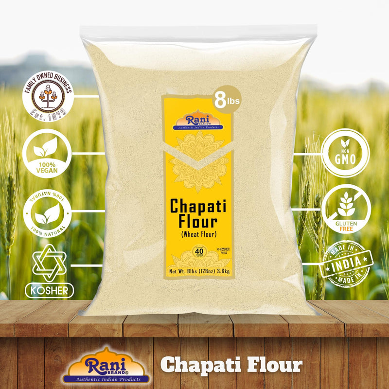 Rani Chapati Flour (100% Pure Whole Wheat Atta), For Making Roti & Indian Breads 128oz (8lbs) 3.63kg Bulk ~ All Natural | Vegan | No Salt or Colors | NON-GMO | Kosher | Indian Origin