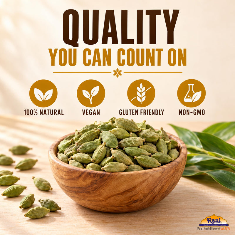Rani Green Cardamom Pods Spice (Hari Elachi) 3.5oz (100g) ~ All Natural | Vegan | Gluten Friendly | NON-GMO | Kosher | Product of India