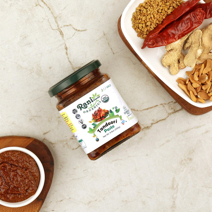 Rani Organic Tandoori Paste 8.8oz (250g) Glass Jar ~ For Tandoori Chicken, Chicken Tikka, Paneer Tikka | All Natural | NON-GMO | Kosher | Vegan | Gluten Free | Indian Origin | USDA Certified Organic
