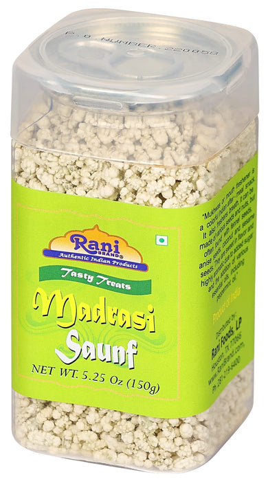 Rani Madrasi Saunf 5.25oz (150g) Vacuum Sealed, Easy Open Top, Resealable Container ~ Indian Tasty Treats | Vegan | Gluten Friendly | NON-GMO | Indian Origin