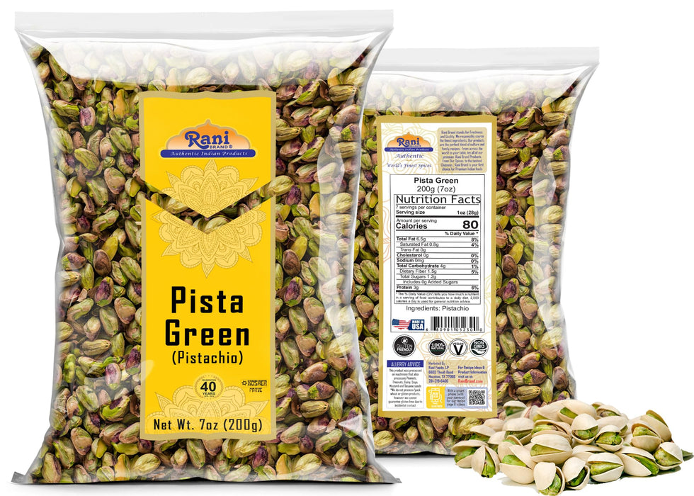 Rani Pista (Pistachio) Green 7oz (200g) ~ All Natural | Gluten Friendly | Vegan | NON-GMO | Kosher | No Salt or fillers | Indian Origin