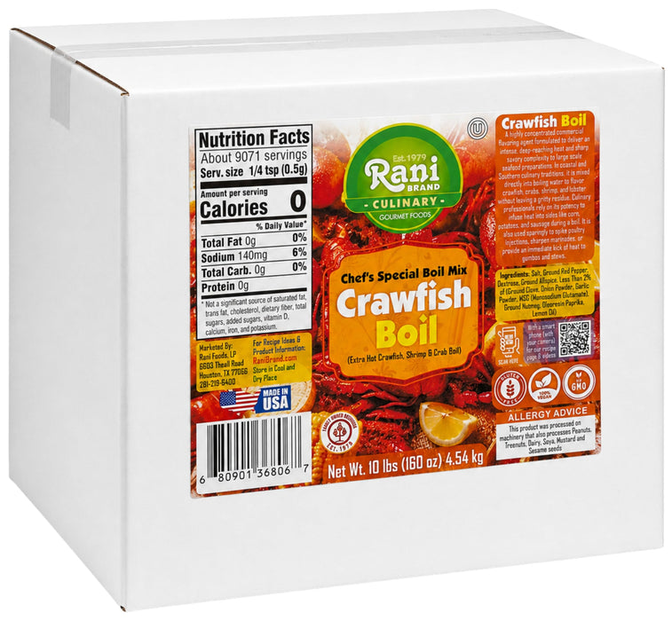 Rani Crawfish Boil (Extra Hot Crawfish, Shrimp & Crab Boil) 160oz (10lbs) 4.54kg Bulk Box ~ Gluten Free | NON-GMO | Kosher | Vegan | Product of USA