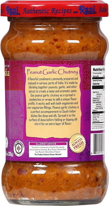 Rani Peanut Garlic Chutney Glass Jar, Ready to eat 10.5oz (300g) Vegan ~ Gluten Free | NON-GMO | Kosher | No Colors | Indian Origin