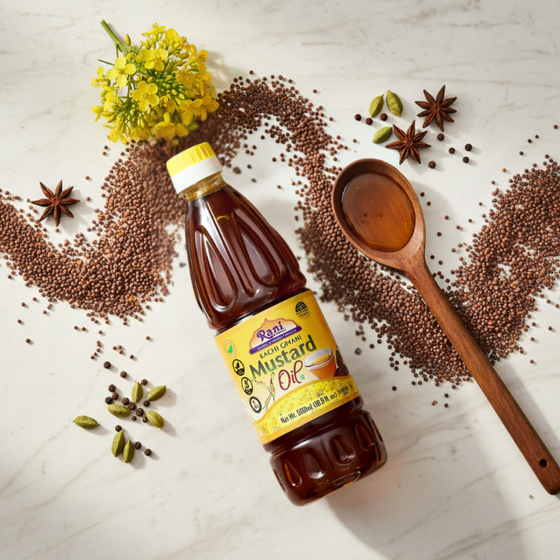 Rani Mustard Oil (Kachi Ghani) 16.9 Ounce (500ml) NON-GMO| Kosher | Gluten Free | Vegan | 100% Natural