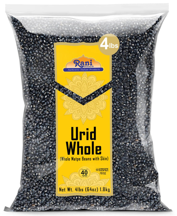 Rani Urid/Urad Whole Black (Matpe Beans with Skin) Indian Lentils 64oz (4lbs) 1.81kg Bulk~ All Natural | Gluten Friendly | NON-GMO | Kosher | Vegan | Indian Origin