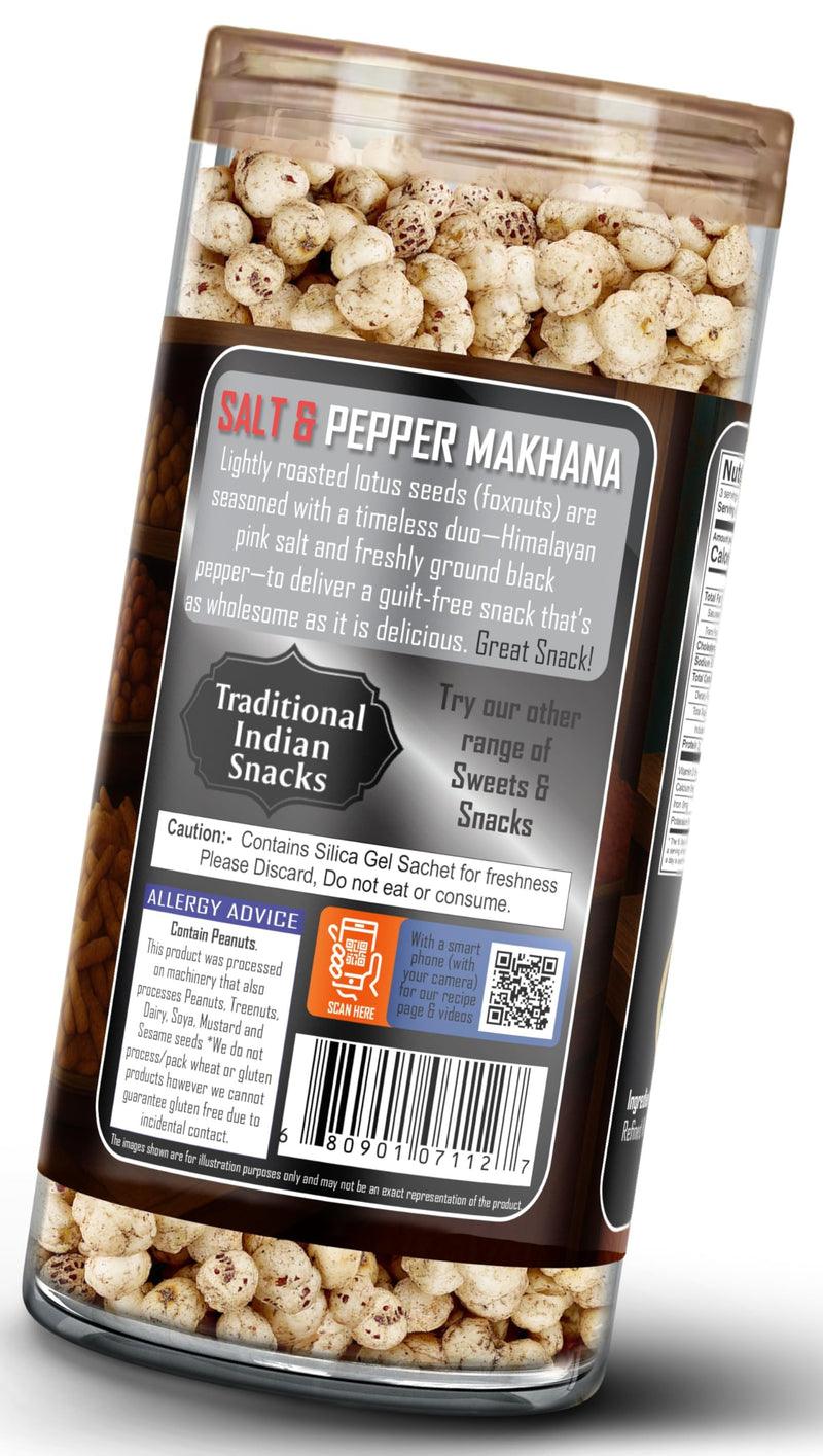 Roasted Makhana, Salt & Pepper Flavor - 2.6oz (75g)  - Rani Brand Authentic Indian Products