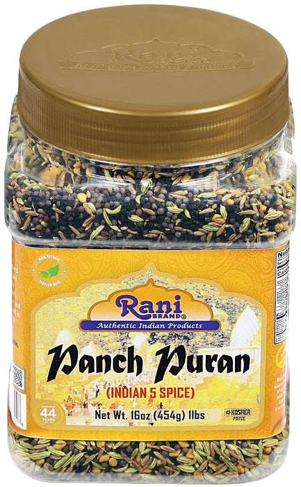 Rani Panch Puran (5 Spice) 16oz (1lb) 454g PET Jar ~ All Natural | Vegan | Gluten Friendly | NON-GMO | Kosher |  Indian Origin (Equal Blend of Fenugreek, Mustard, Kalonji/Nigella, Fennel and Cumin)