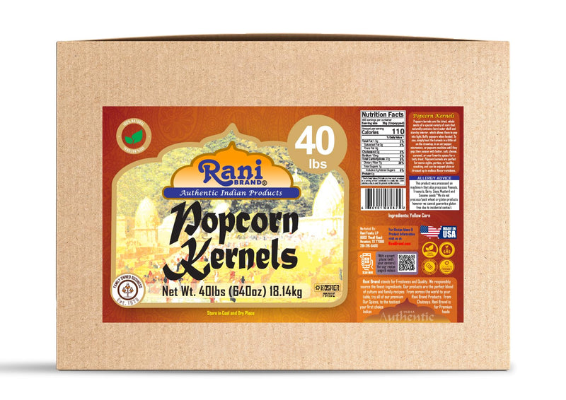 Rani Popcorn Kernels 40lbs (640oz) 18.14kg Bulk Box, Perfect for Stovetop, Microwave & Popcorn Machines ~ All Natural | Gluten Friendly | Vegan | NON-GMO | Kosher | Product of USA