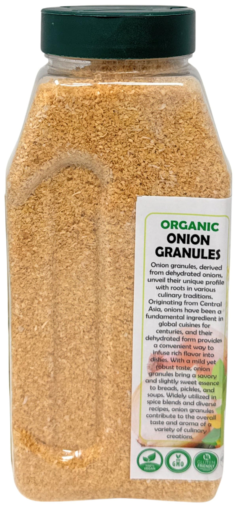 Rani Organic Granulated Onion (Pyaaz Granules) 16oz (1lb) 454g PET Jar ~ All Natural | Gluten Friendly | Vegan | NON-GMO | Kosher | No Salt or fillers | Indian Origin | USDA Certified Organic