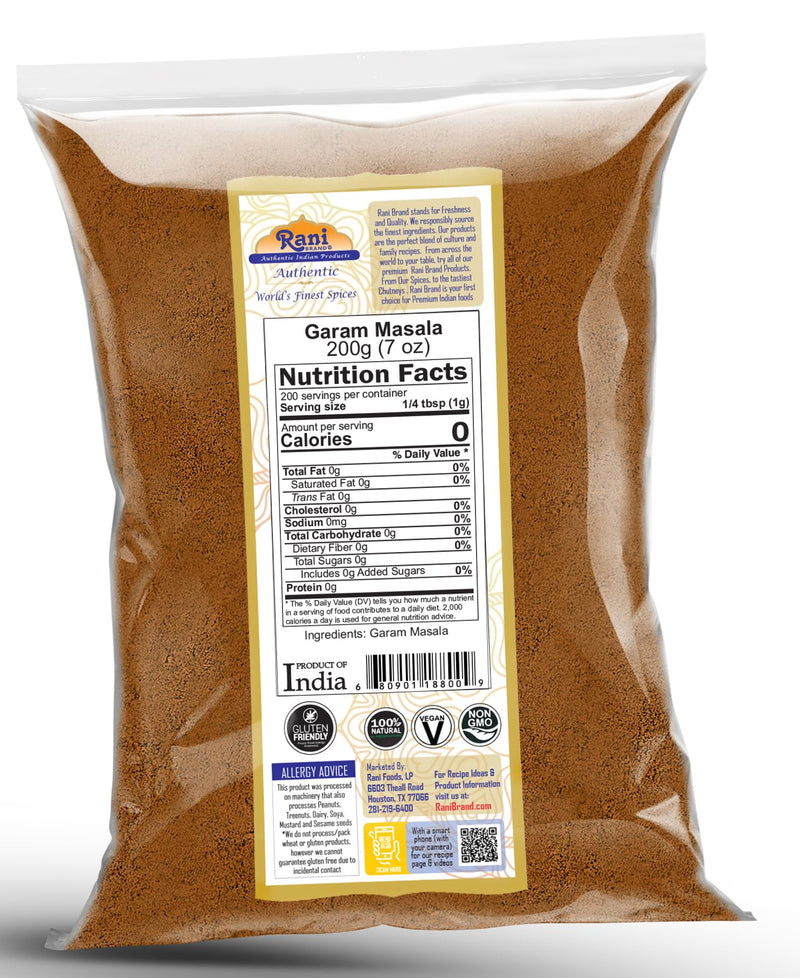 Rani Garam Masala Indian 11-Spice Blend 7oz (200g) ~ All Natural, Salt-Free | Vegan | No Colors | Gluten Friendly | NON-GMO | Kosher | Indian Origin