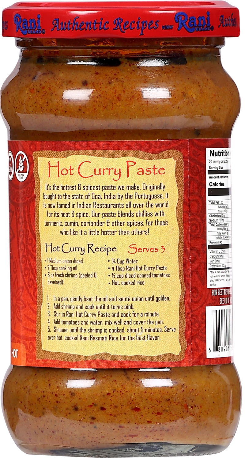 Rani Curry Paste HOT (Spice Paste) 10.5oz (300g) Glass Jar ~ No Colors | All Natural | NON-GMO | Kosher | Vegan | Gluten Free | Indian Origin