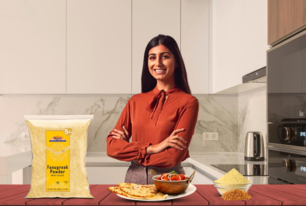 Rani Fenugreek (Methi) Seeds Ground Powder 80oz (5lbs) 2.27kg Trigonella foenum graecum ~ All Natural | Vegan | Gluten Friendly | Non-GMO | Kosher| Indian Origin, used in cooking & Ayurvedic spice